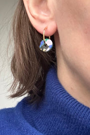 Animal Print Green & Black Mini Hoop Earrings