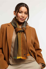 Orange, Teal & Grey Soft Wool Pinstripe Scarf