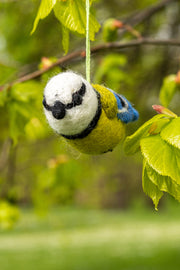 Felt Blue Tit Hanging Decoration