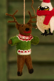 Felt Retro Reindeer Hanging Decoration