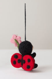 Felt Ladybird holding Flower Hanging Decoration