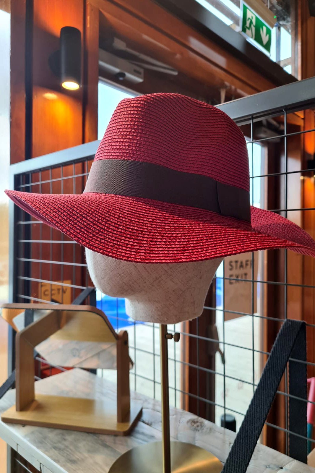 Foldable Red Panama Hat