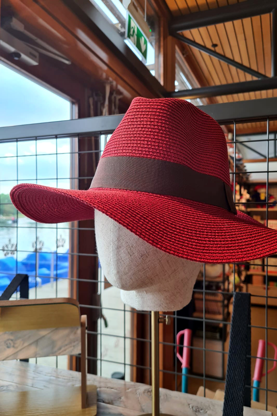 Foldable Red Panama Hat