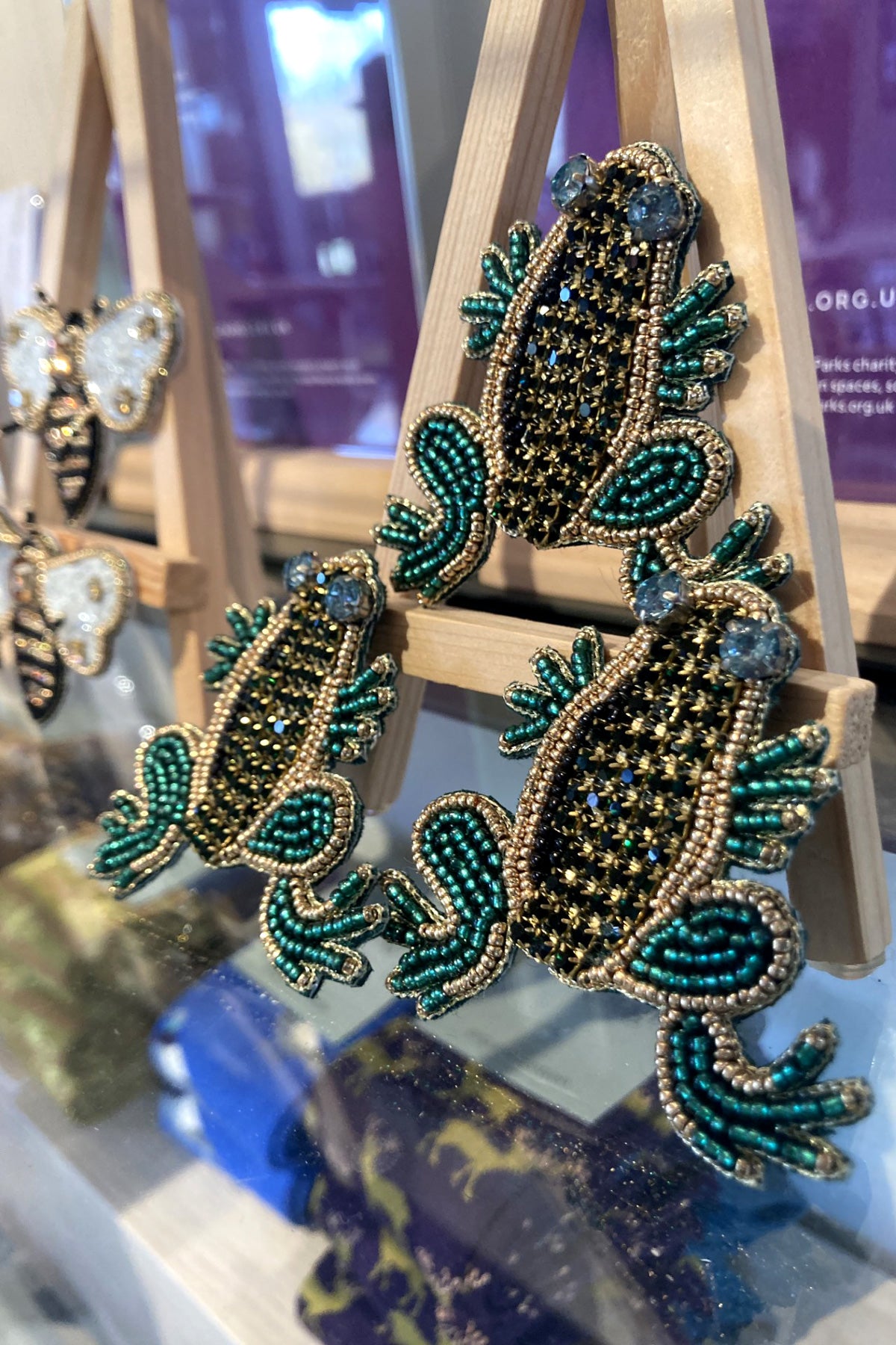 Embroidered Frog Brooch by Narratives at The Royal Parks Shop