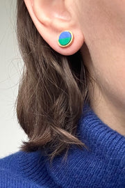 Green & Blue Gold Stud Earrings
