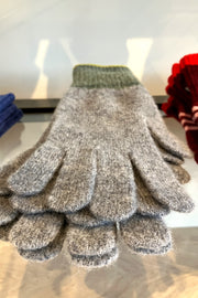 Grey & Green Lambswool Gloves