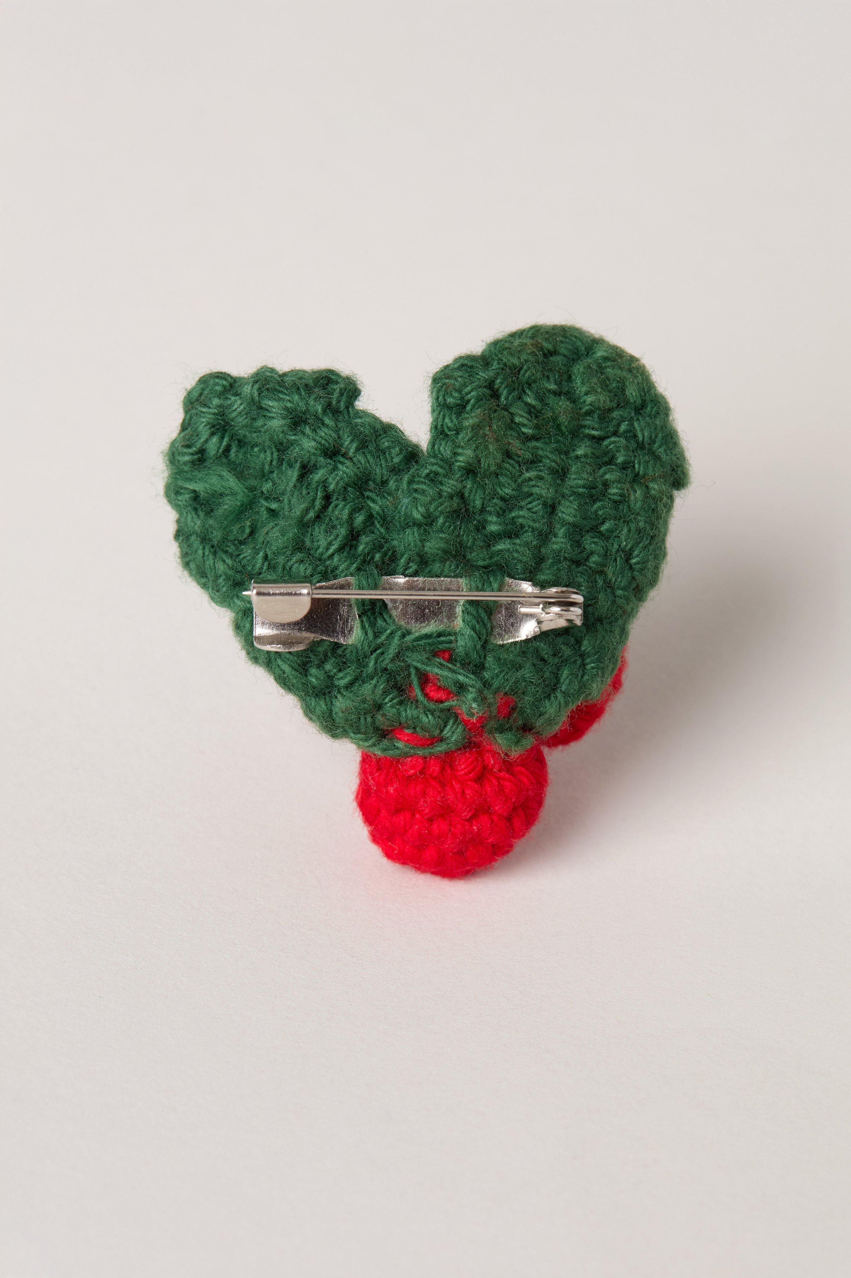 Holly Crocheted Brooch