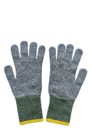 Grey & Green Lambswool Gloves