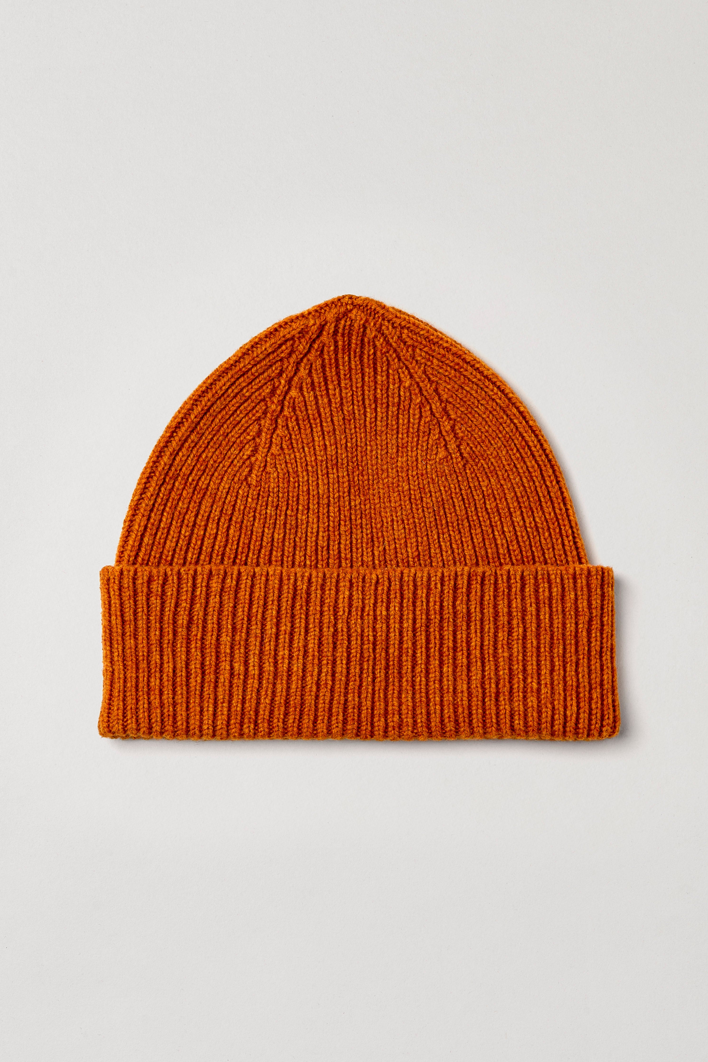 Rust Wool Ribbed Beanie
