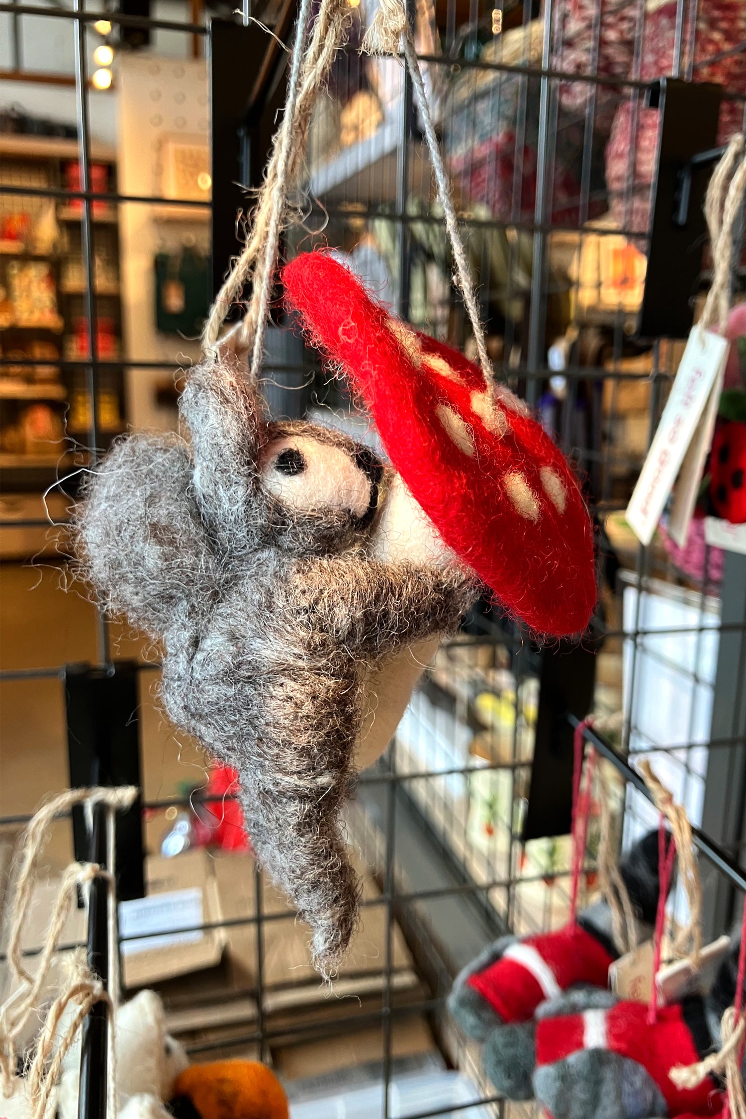 Hanging Decoration Squirrel with Toadstool