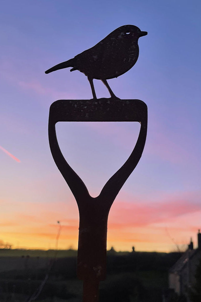 Robin on a Fork Pot Stem