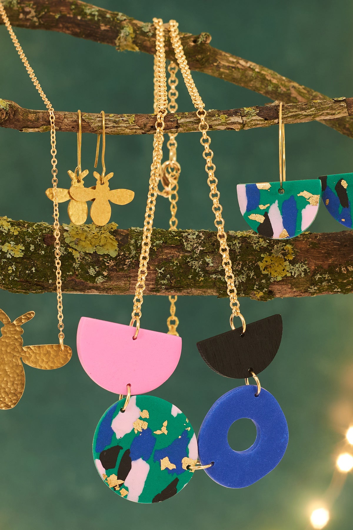 Animal Print Green & Blue Necklace by Love Kiki