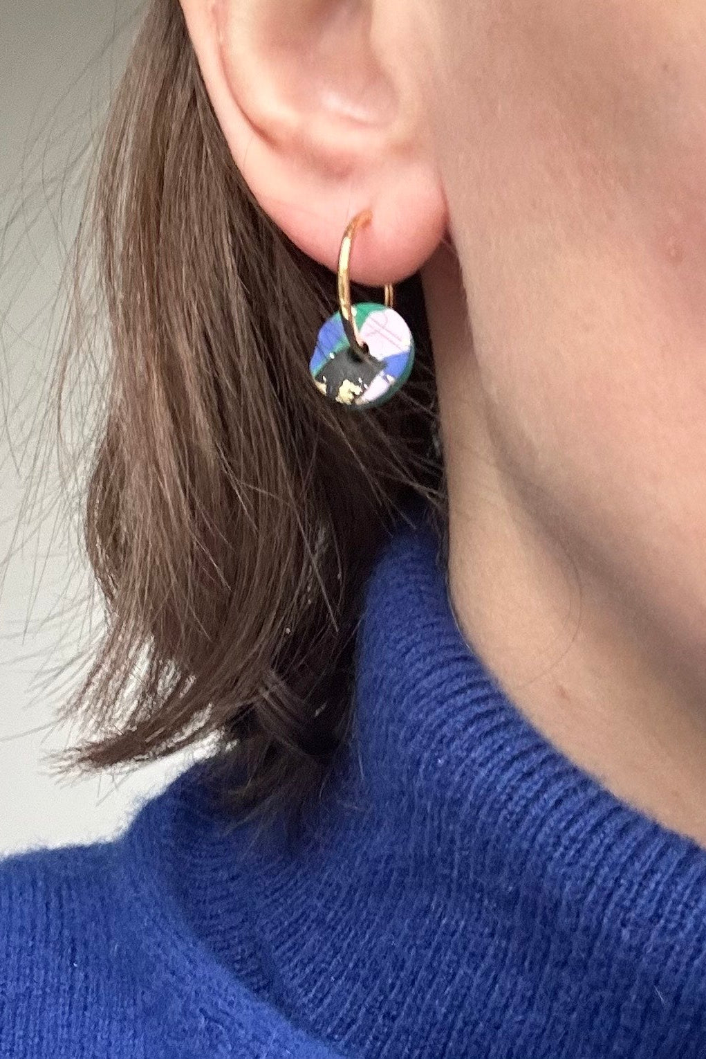 Animal Print Green & Black Mini Hoop Earrings