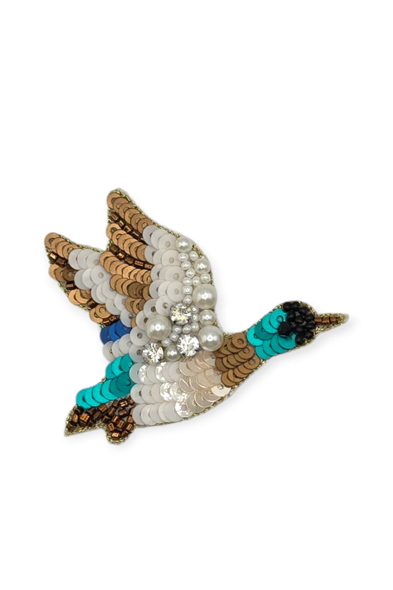 Flying Mallard Duck Embroidered Brooch by Narratives at The Royal Parks Shop