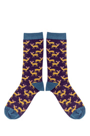 Aubergine Stags Socks 8-11