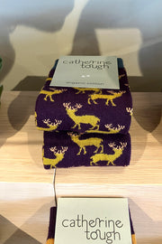 Aubergine Stags Socks 8-11