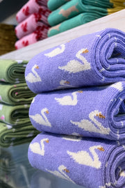 Lilac Swan Socks 4-7