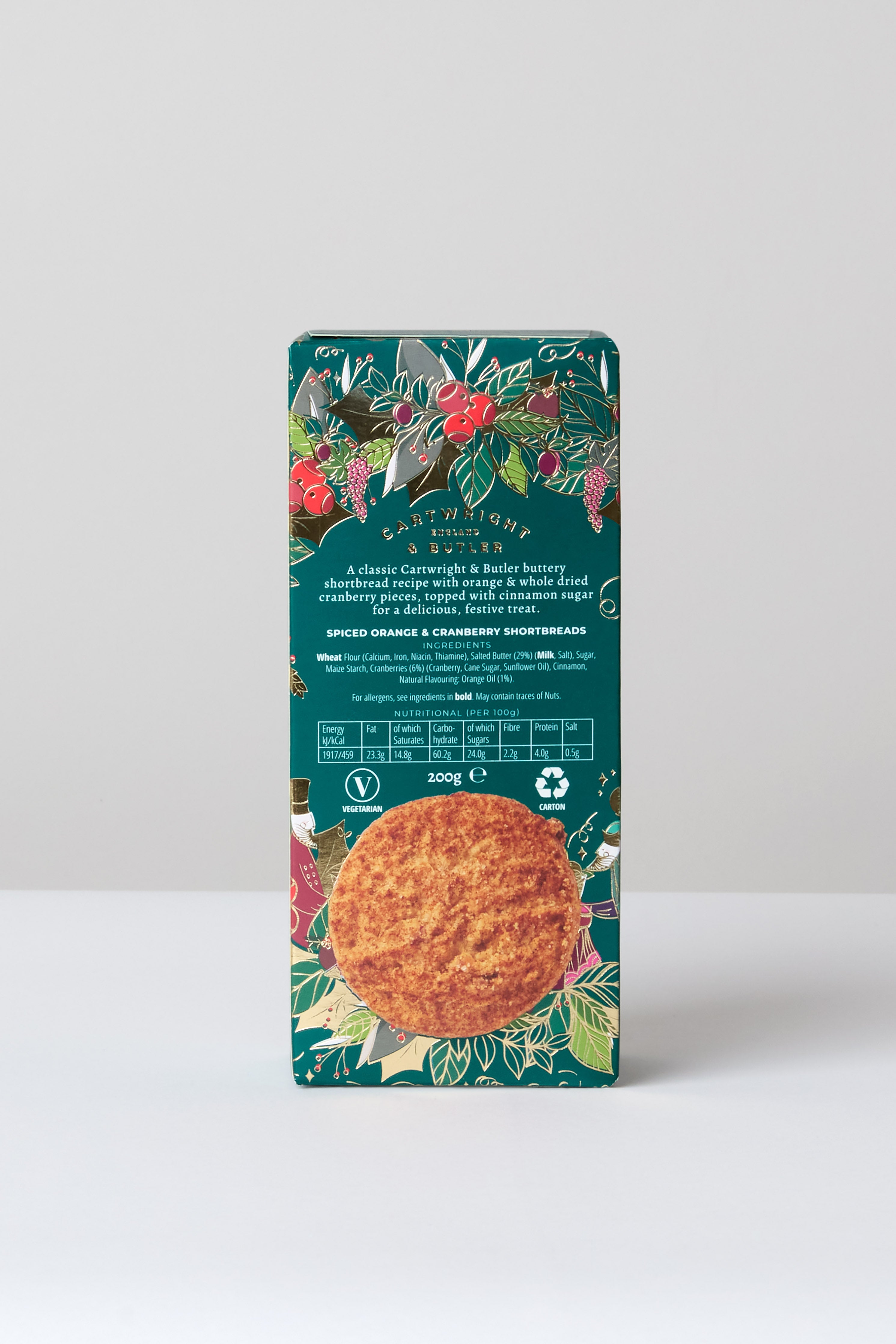 Cartwright & Butler Christmas Orange & Cranberry Shortbread