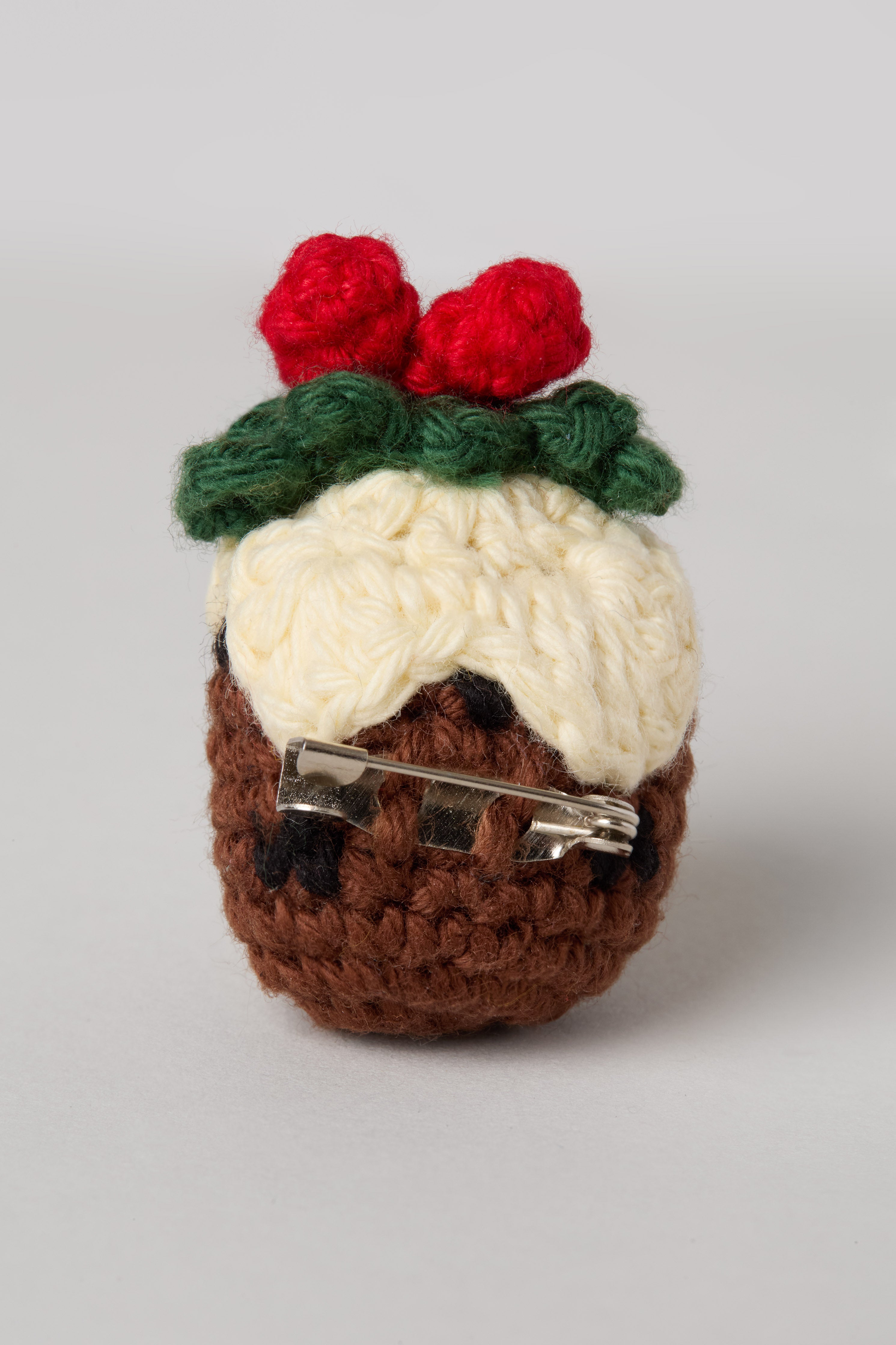 Christmas Pudding Crocheted Brooch