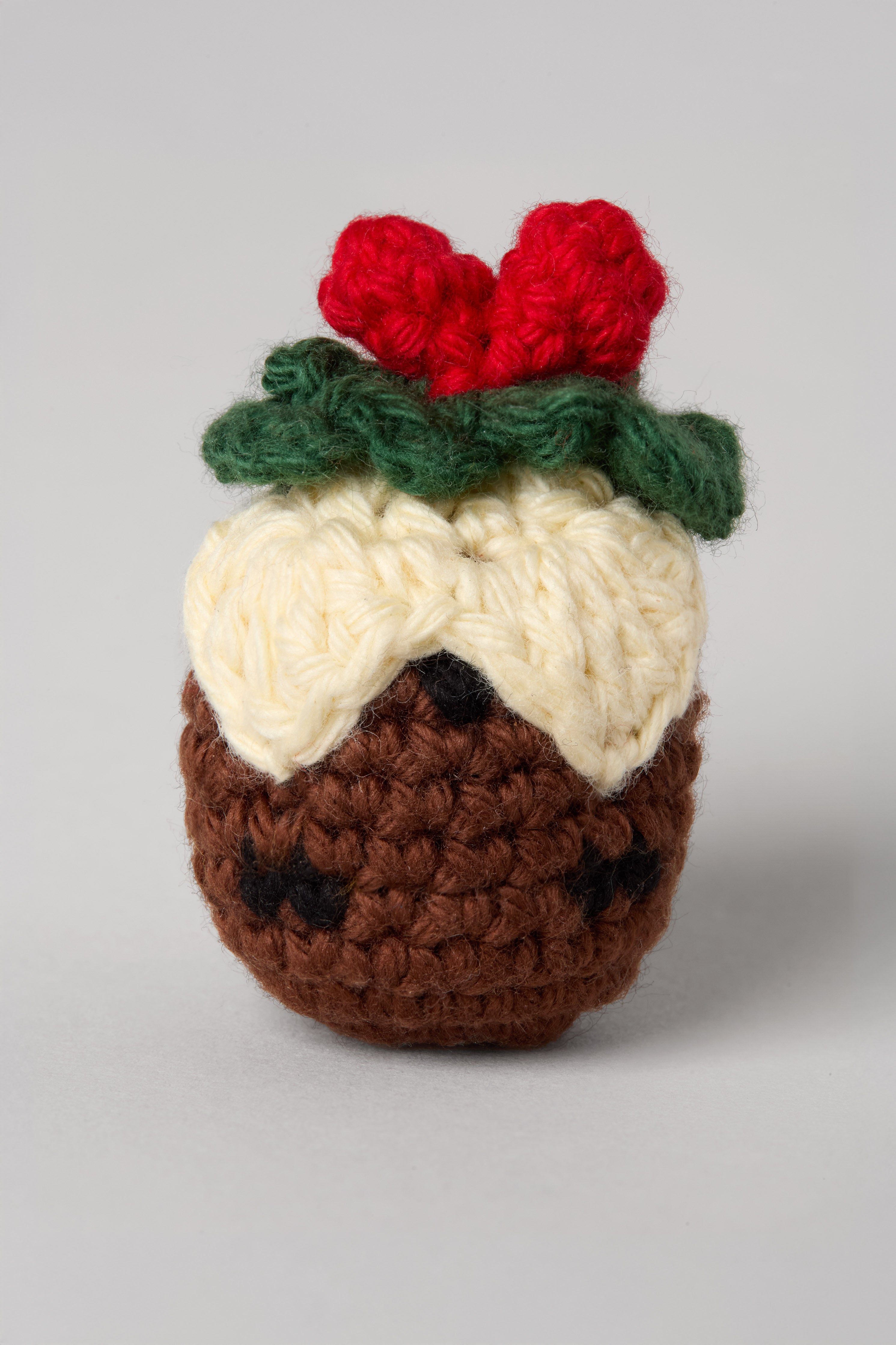 Christmas Pudding Crocheted Brooch