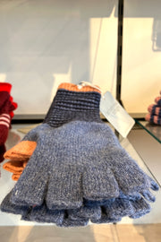 Denim & Peach Lambswool Fingerless Gloves