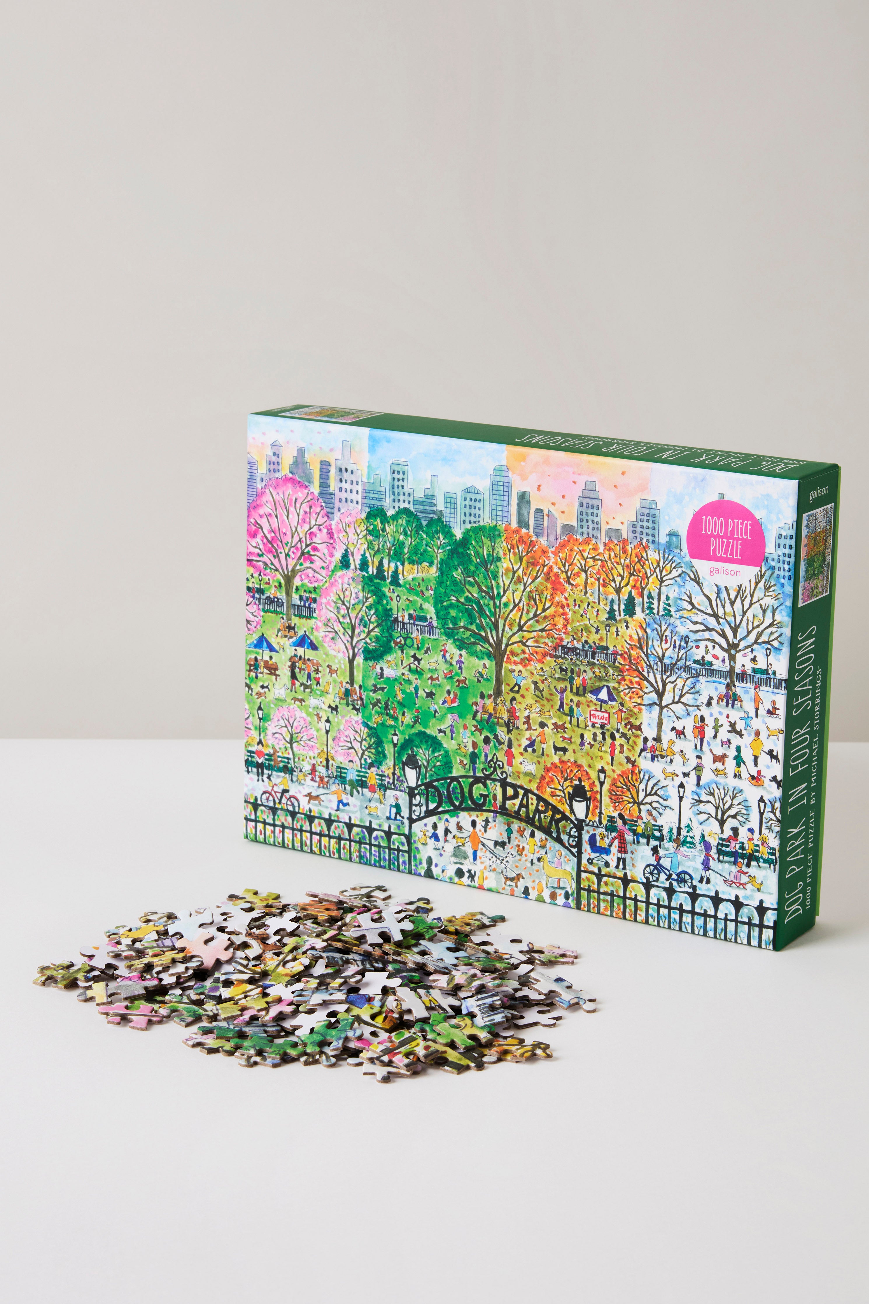 Dog Park in Four Seasons 1000 Piece Jigsaw Puzzle