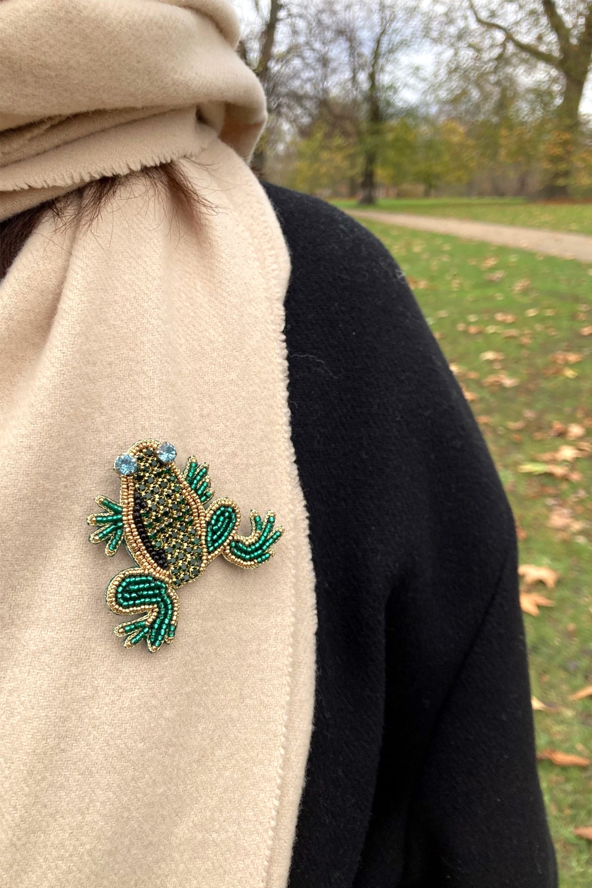 Embroidered Frog Brooch