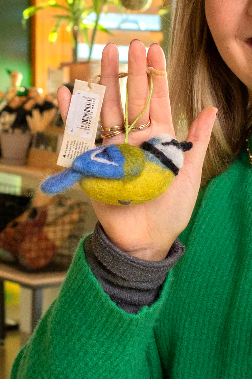 Felt Blue Tit Hanging Decoration