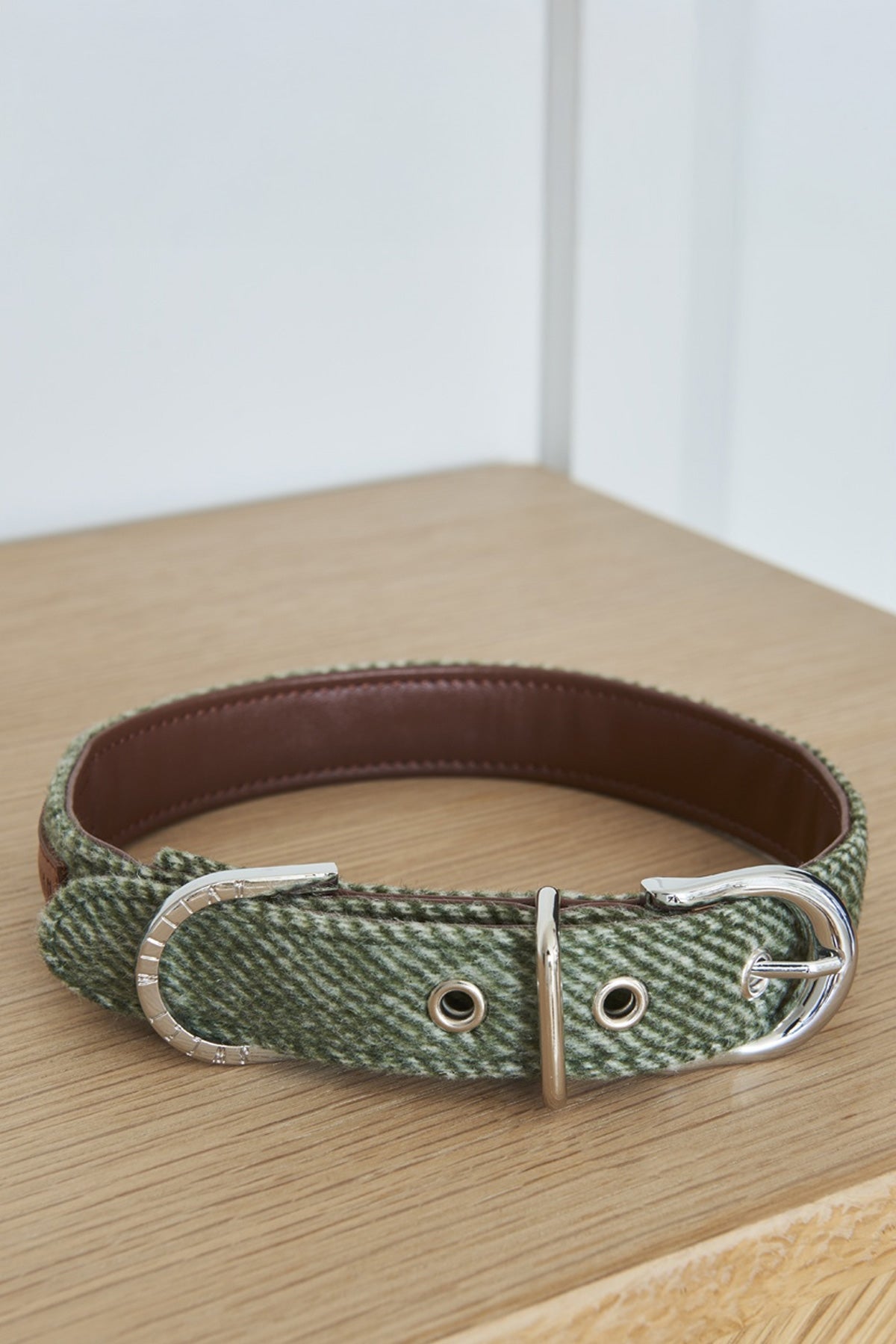 Tweed Dog Collar - Green Large