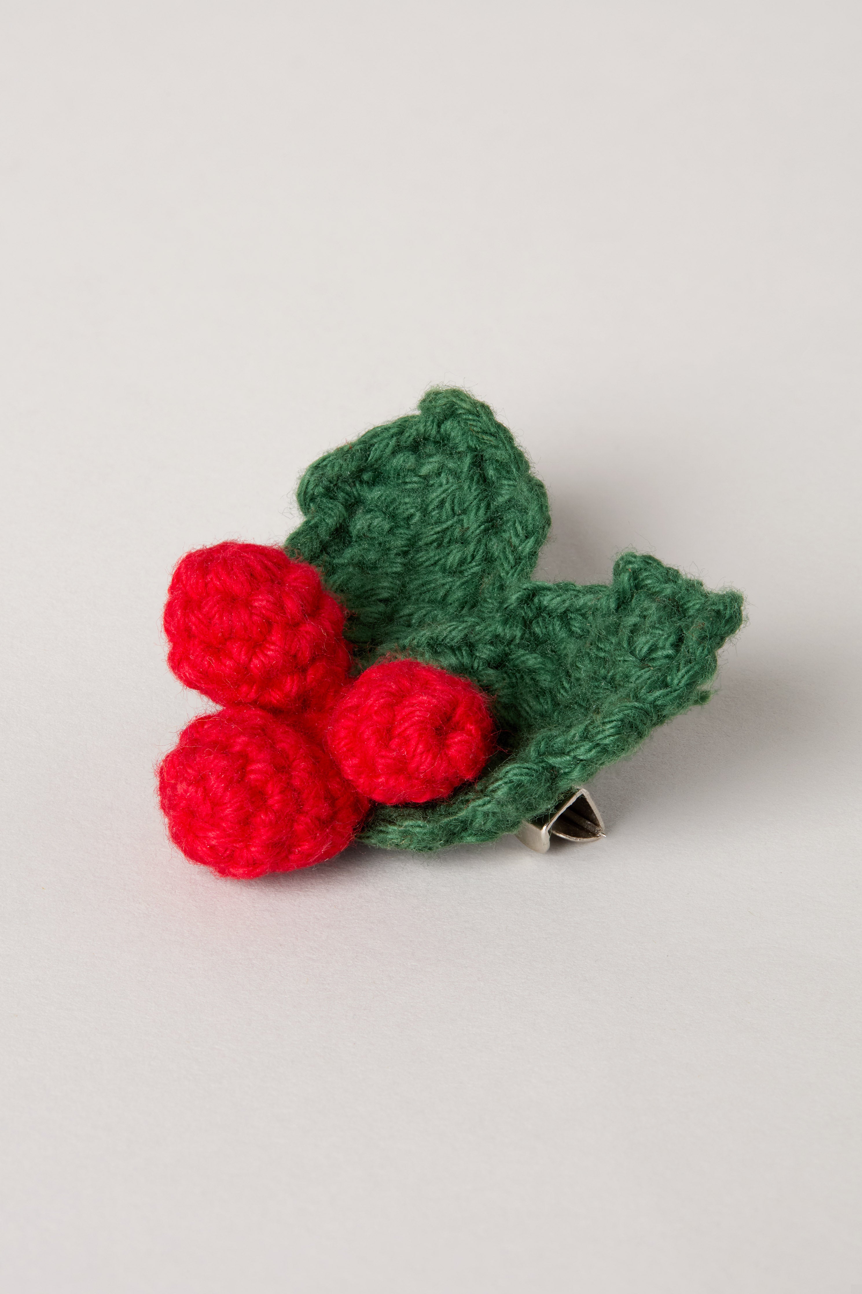 Holly Crocheted Brooch