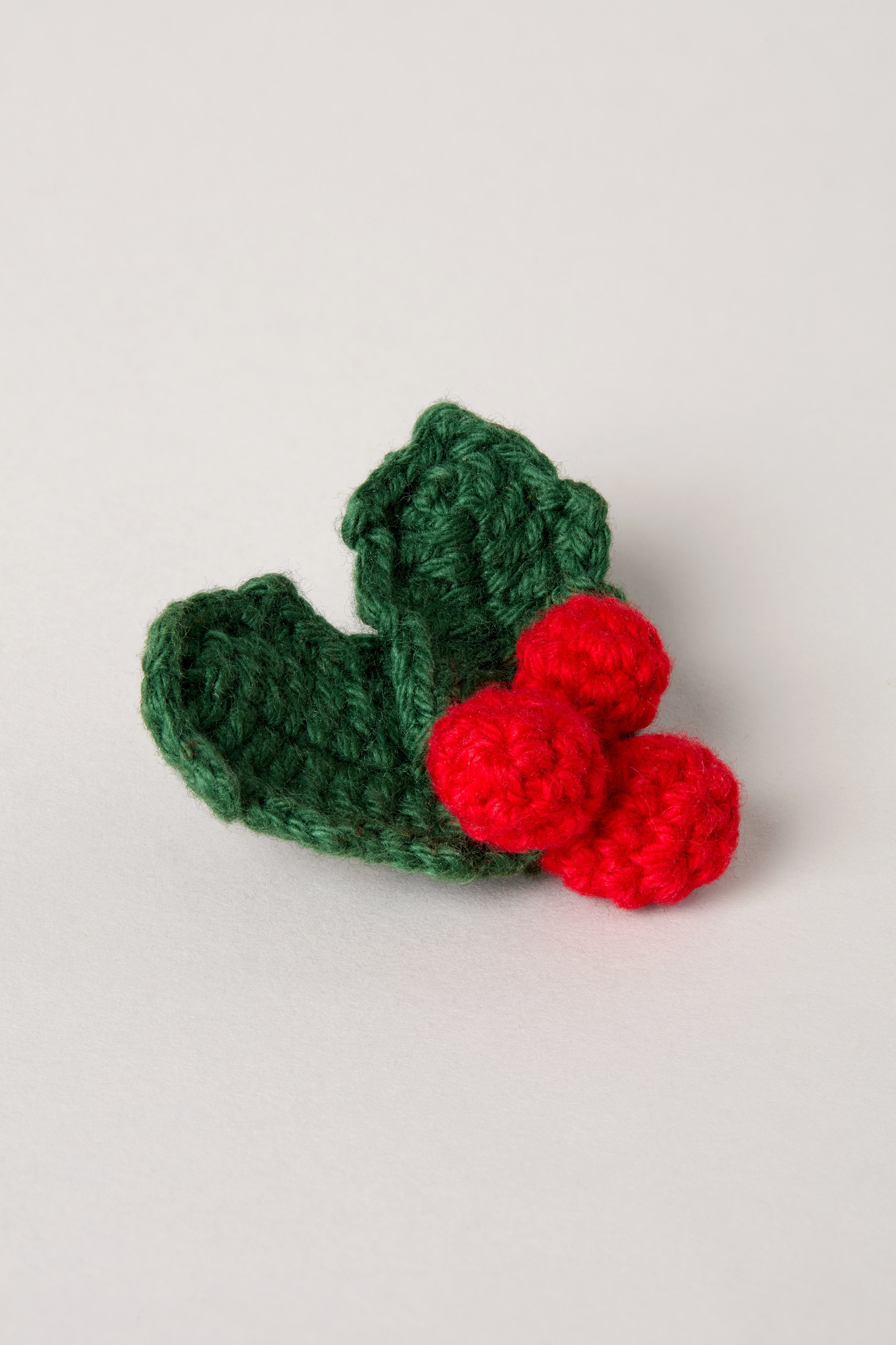 Holly Crocheted Brooch