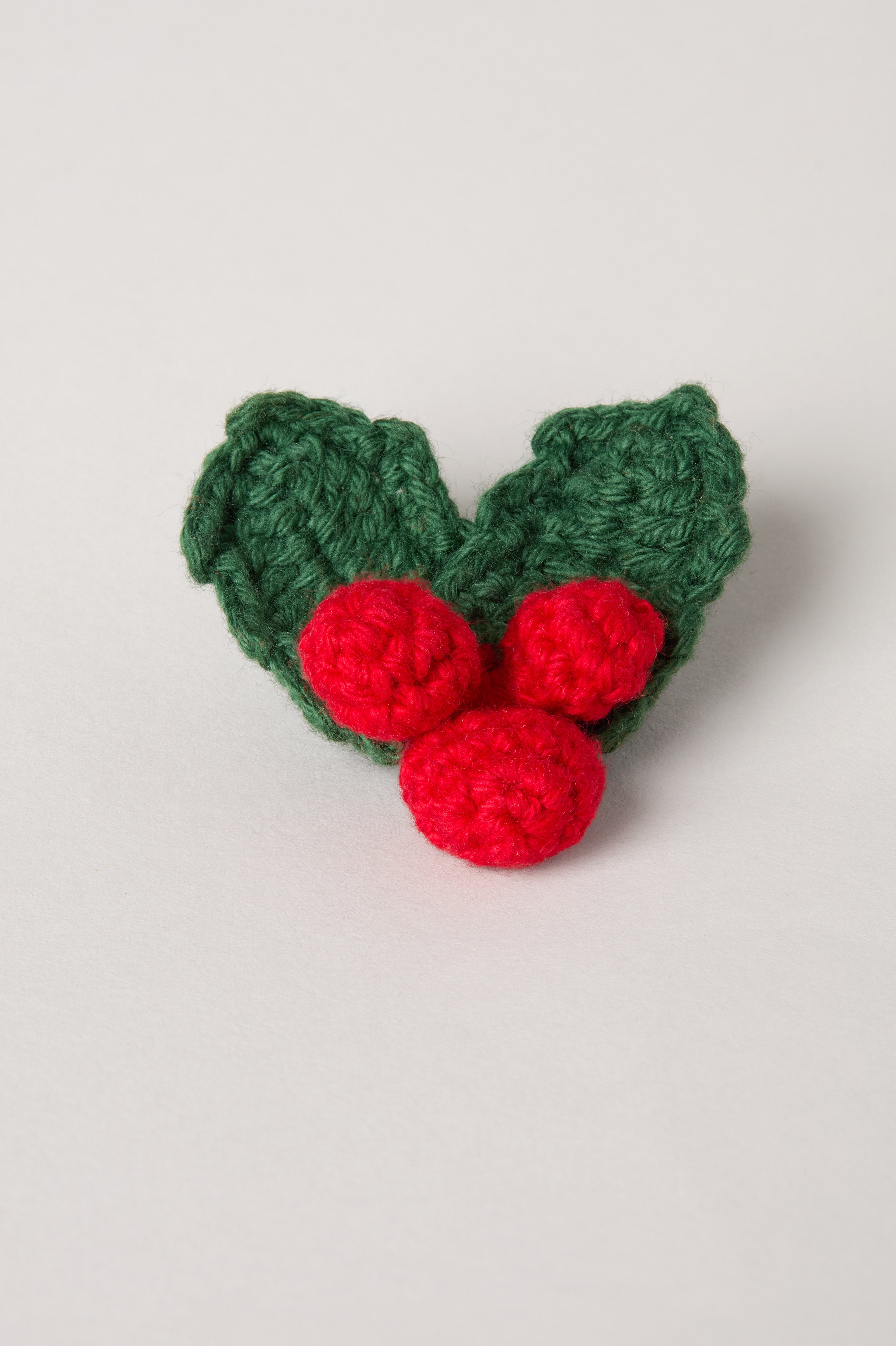 Holly Crocheted Brooch