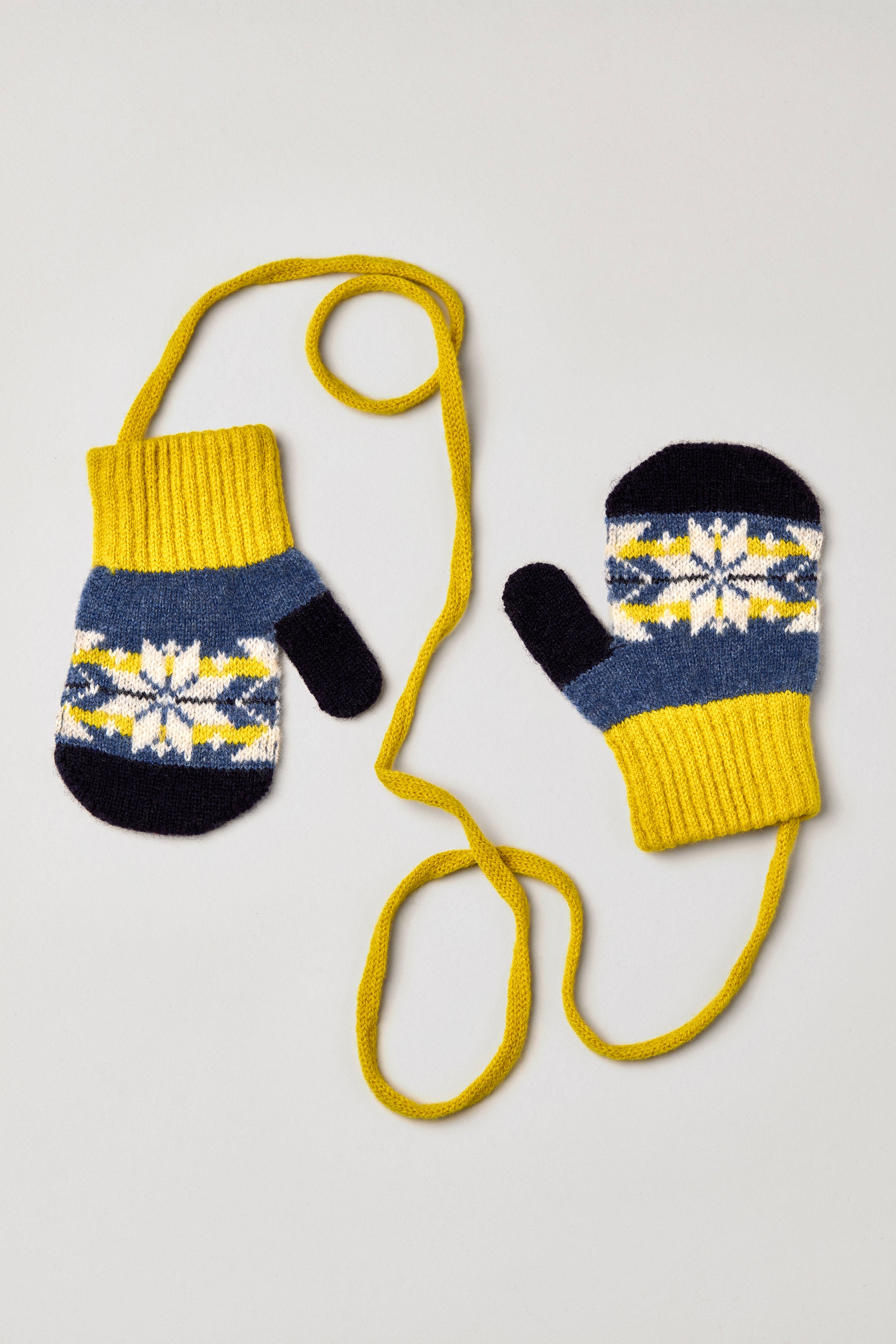 Kids Lambswool Mittens Fair Isle Blue