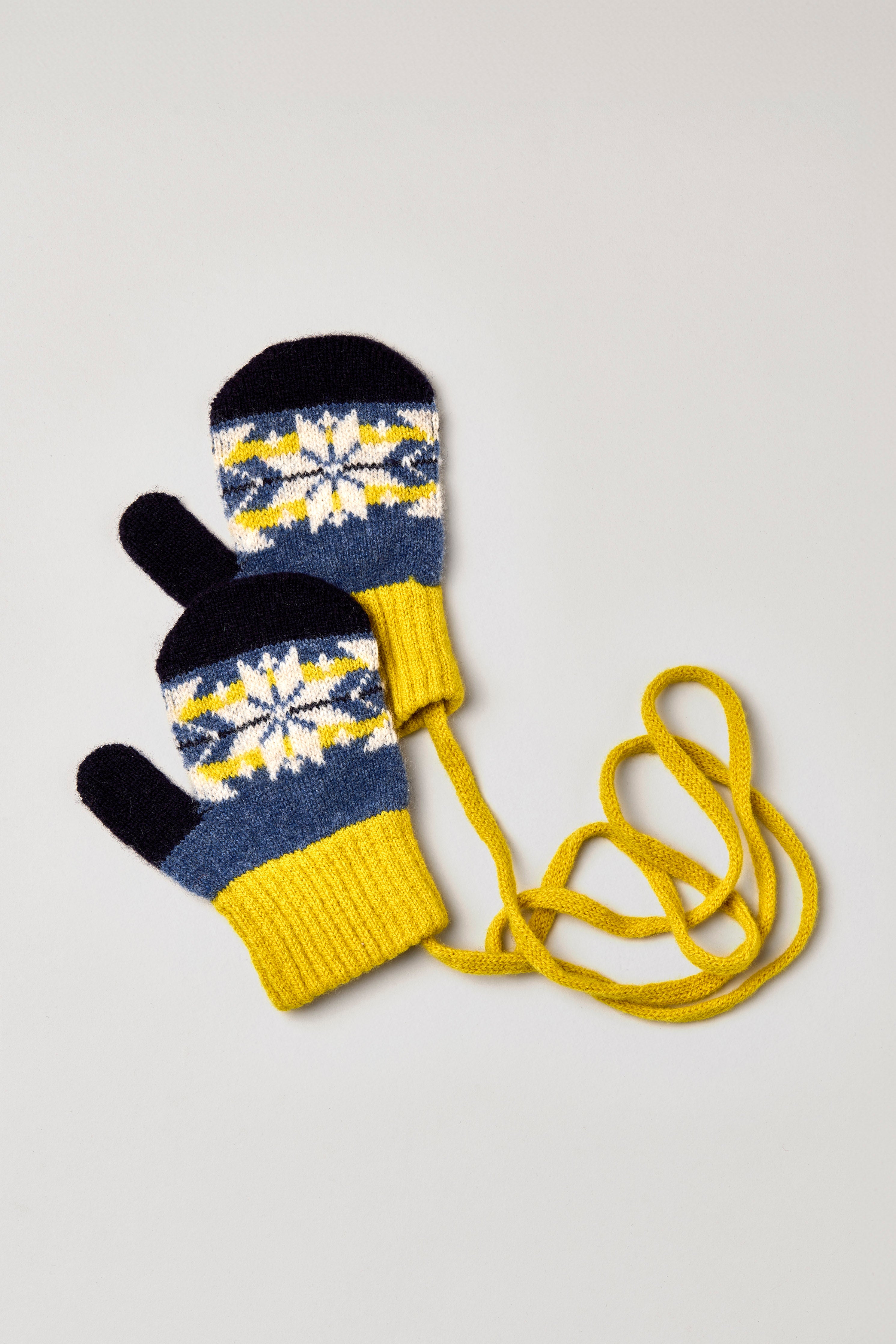 Kids Lambswool Mittens Fair Isle Blue