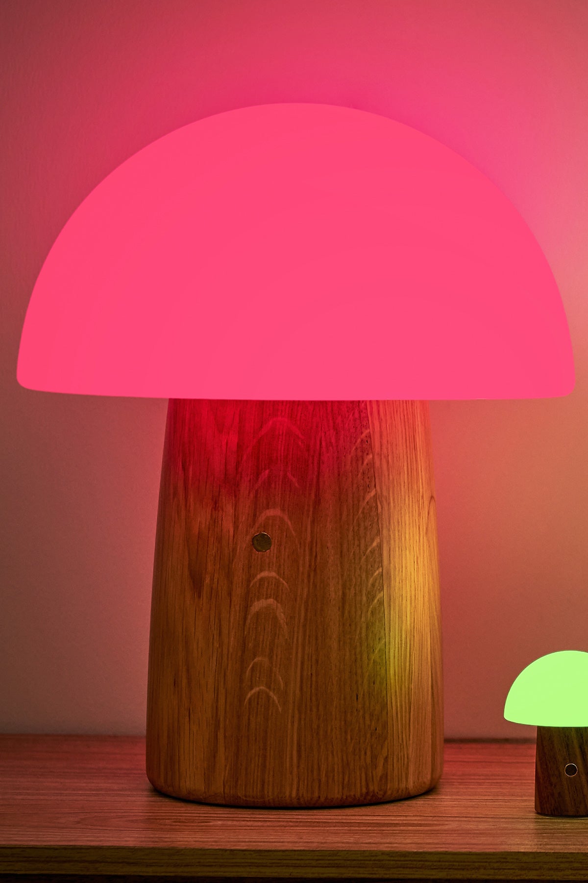 Large Walnut Wood Mushroom Lamp