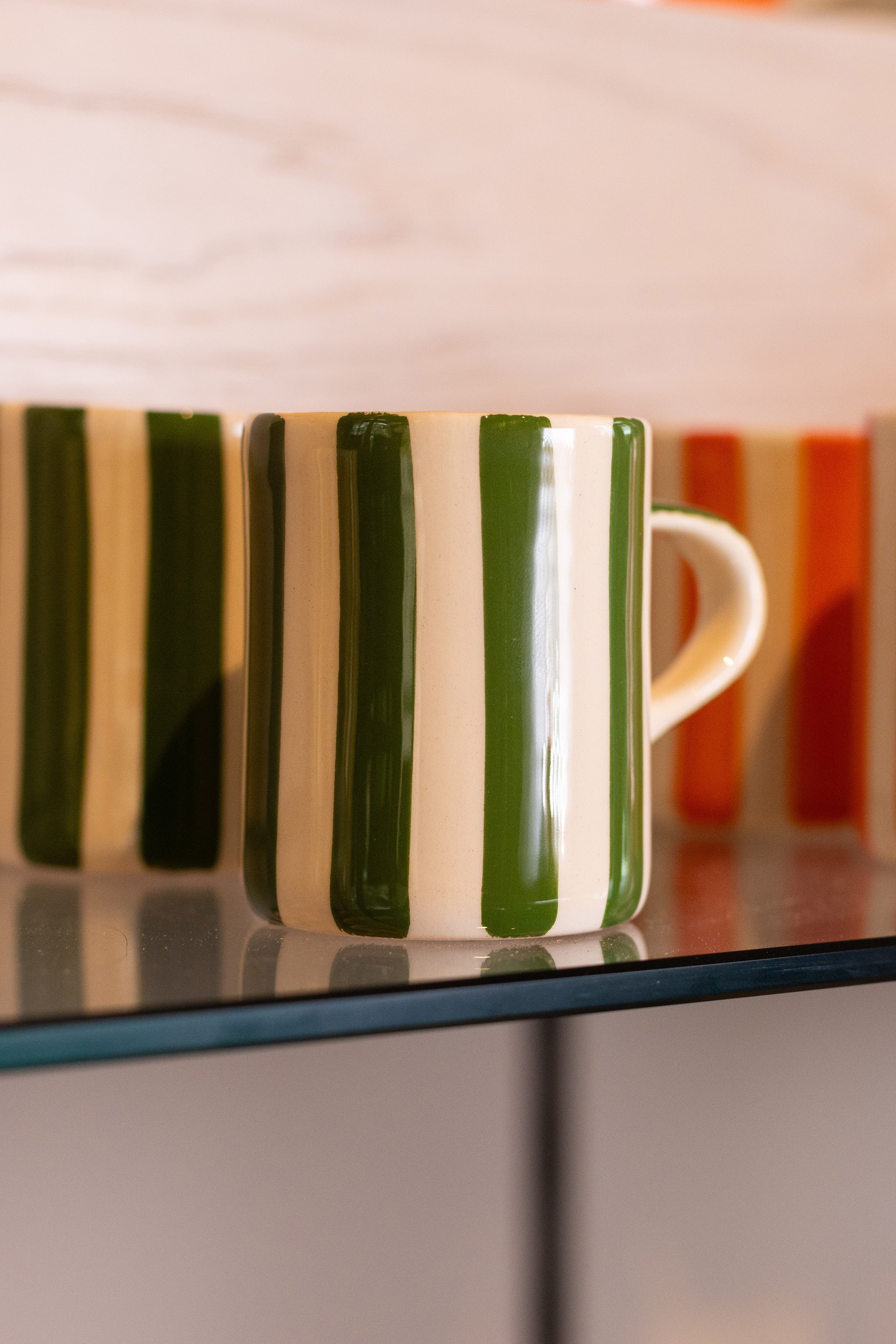 Moss Green Candy Stripe Espresso Mug