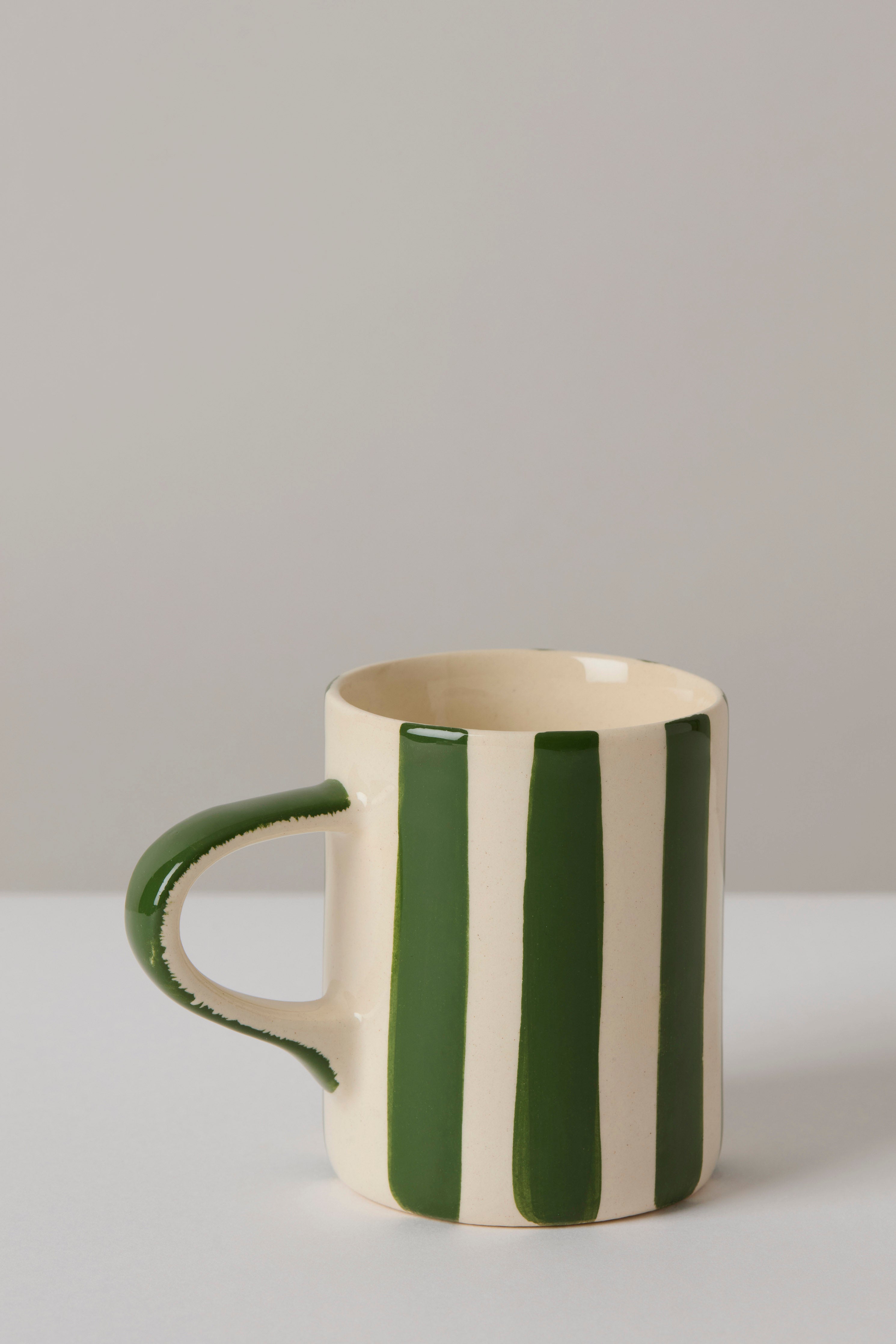 Moss Green Candy Stripe Espresso Mug