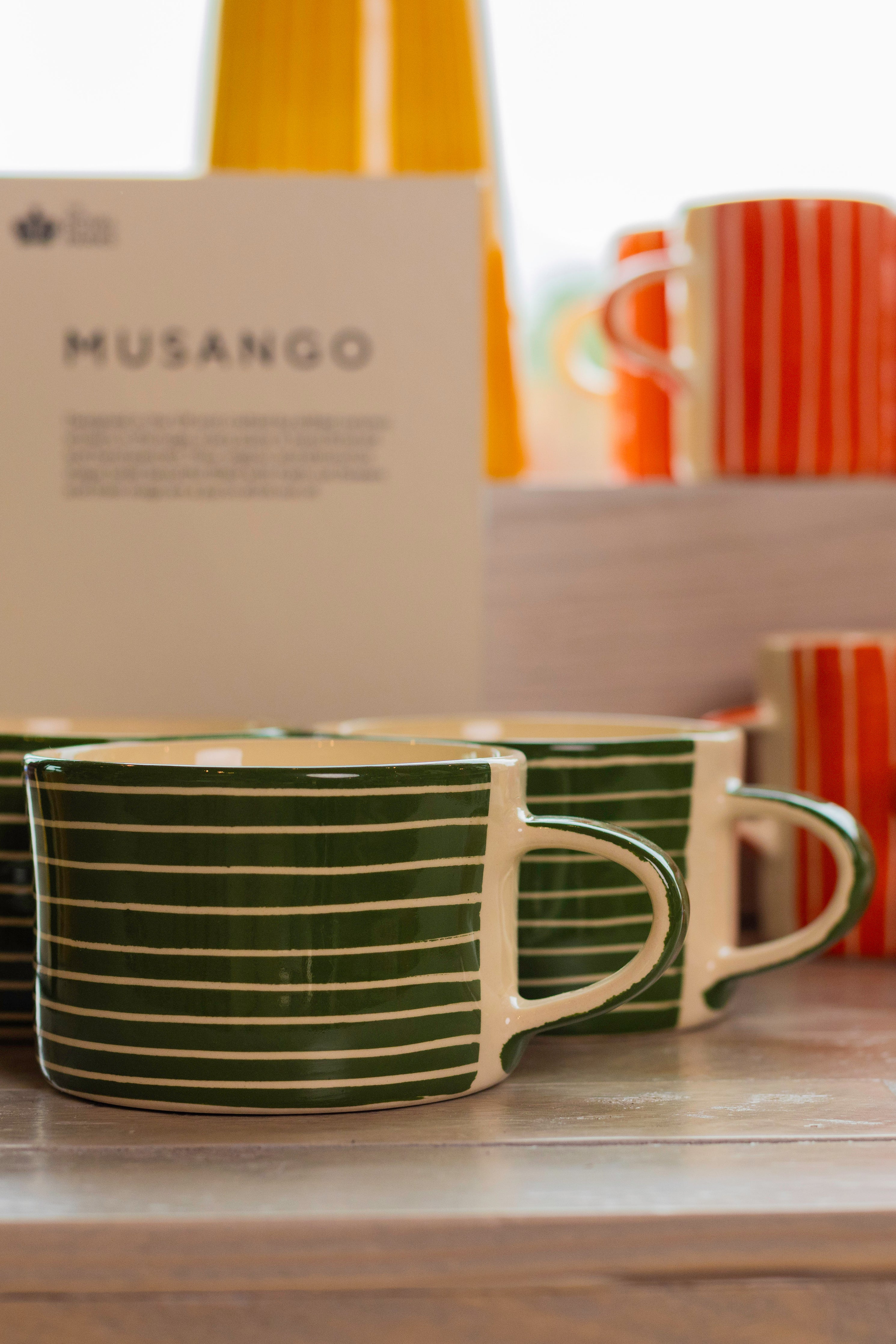 Musango Moss Green Sgraffito Mug