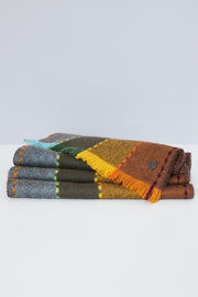 Orange, Teal & Grey Soft Wool Pinstripe Scarf