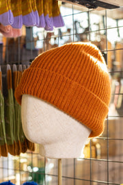 Rust Wool Ribbed Beanie
