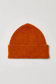 Rust Wool Ribbed Beanie