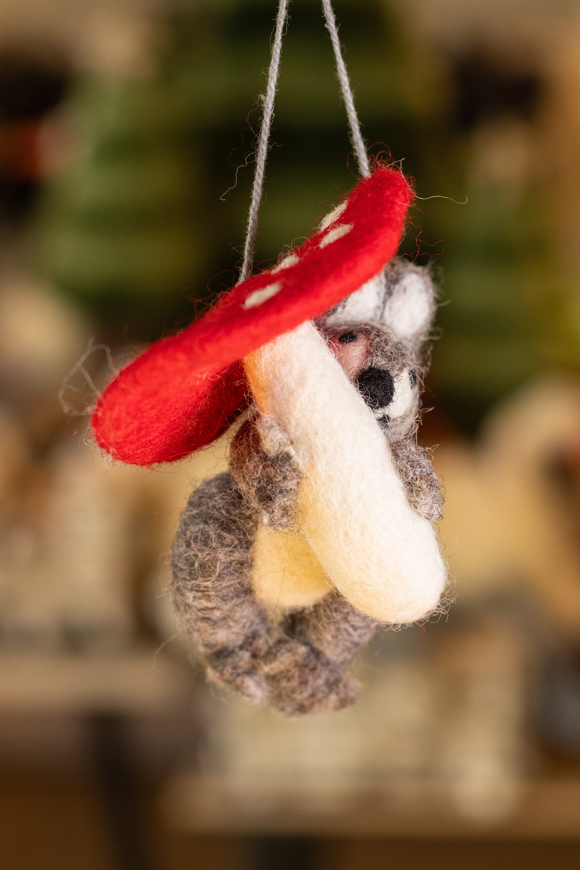 Felt Squirrel with Toadstool Hanging Decoration