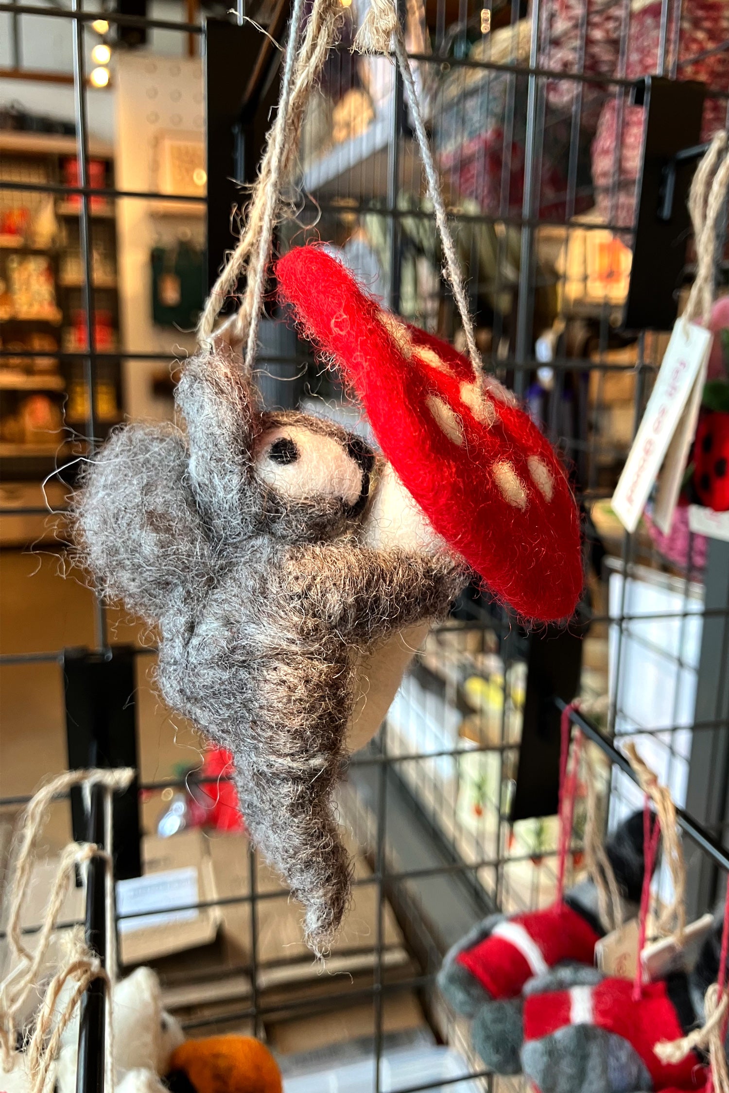 Hanging Decoration Squirrel with Toadstool 