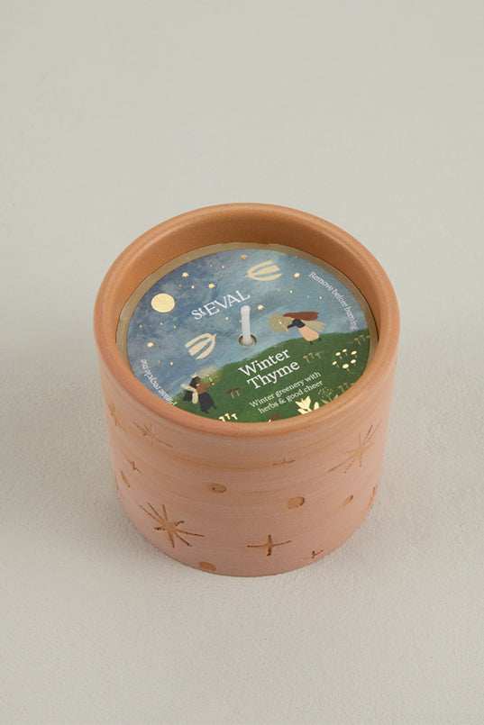 Pot Candle Christmas Terracotta Star Gazy Winter Thyme
