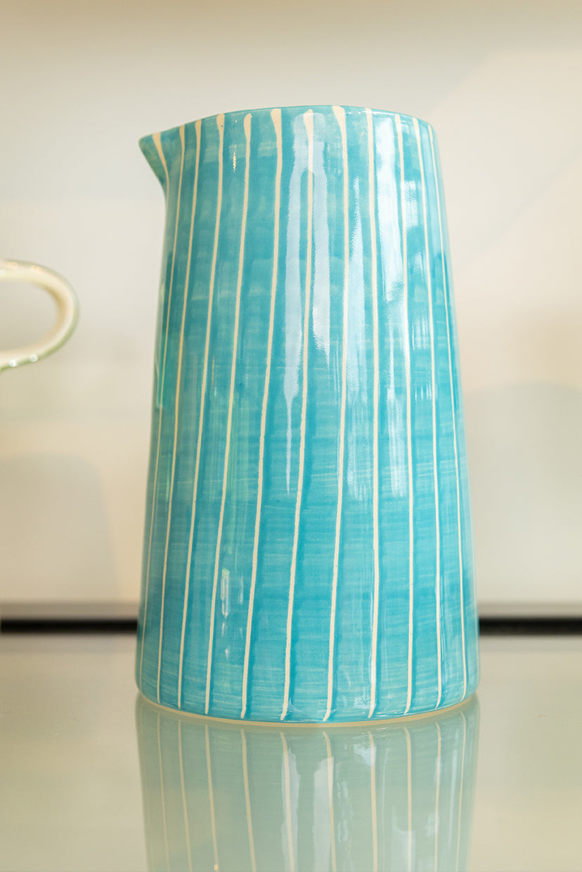 Teal Sgraffito Jug