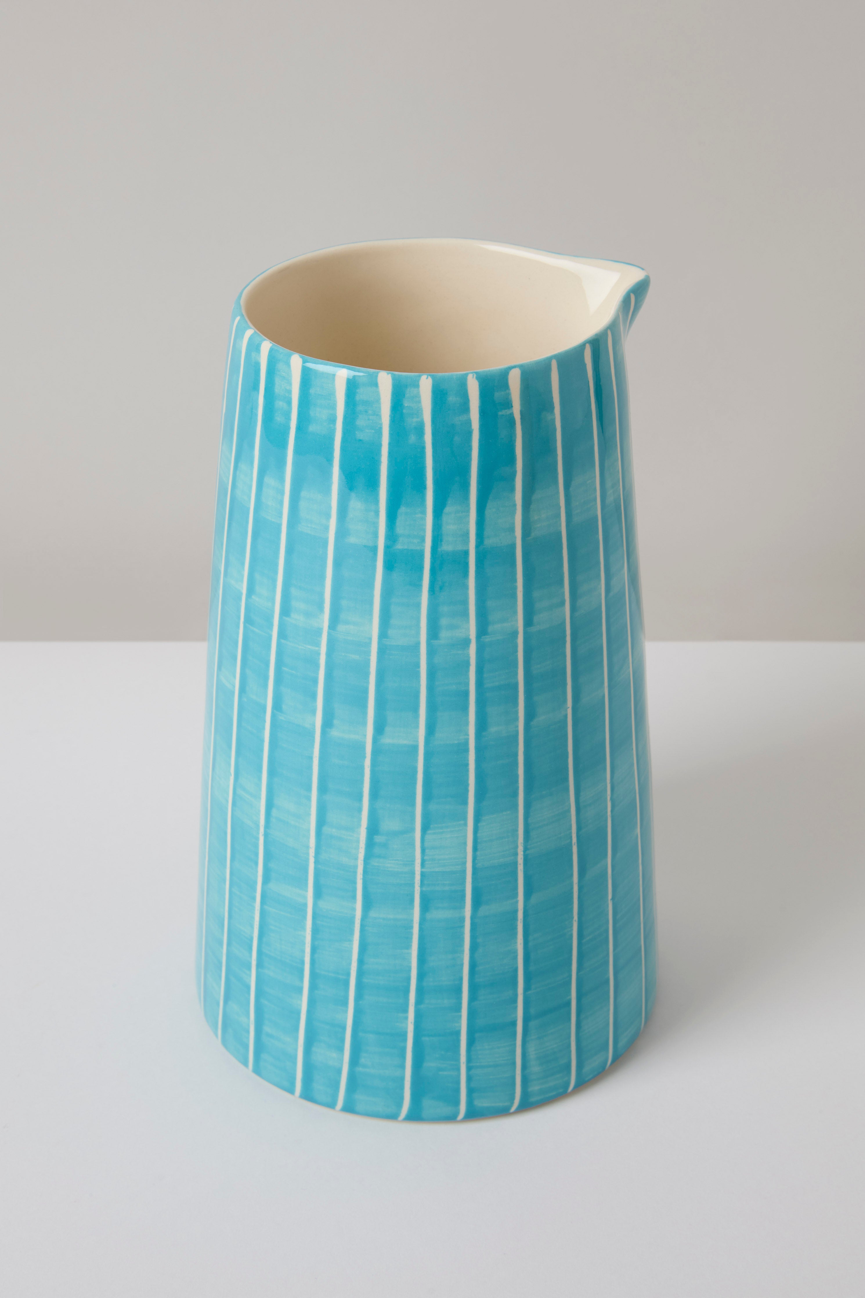 Teal Sgraffito Jug