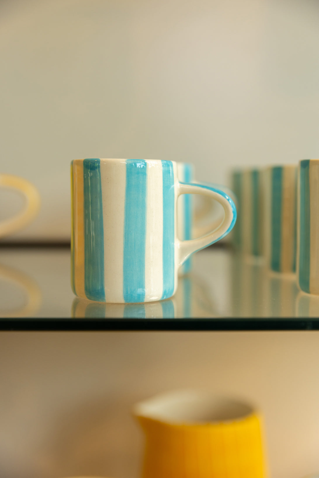 Turquoise Candy Stripe Espresso Mug