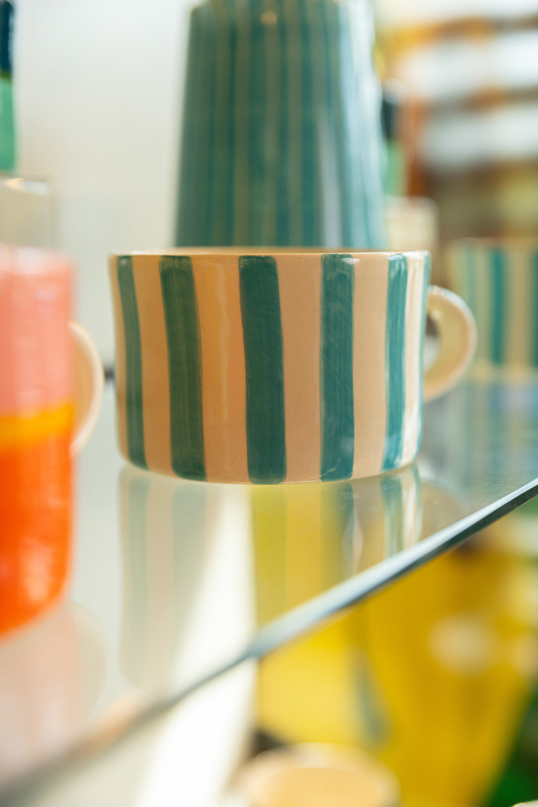 Turquoise Candy Stripe Mug