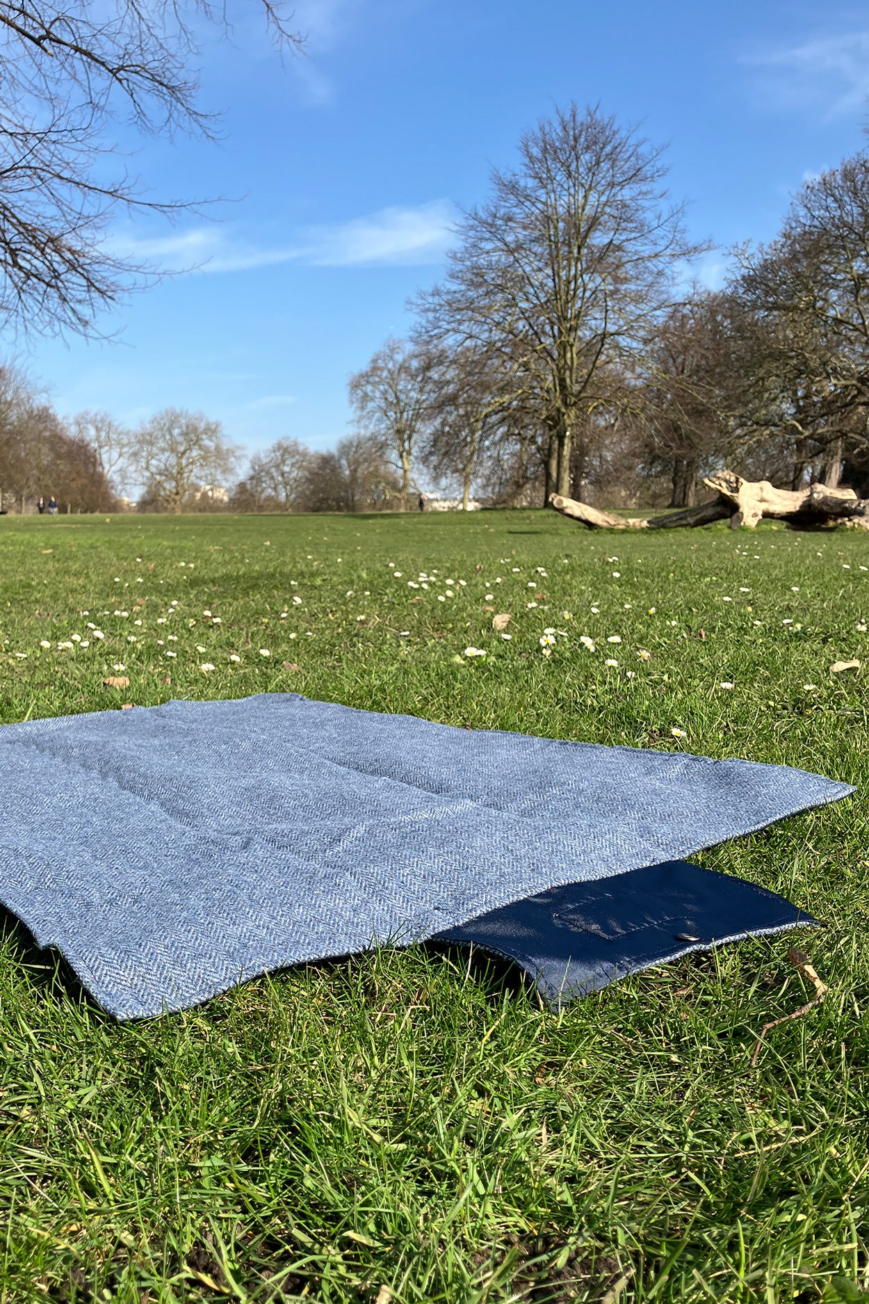 Tweedmill Herringbone Navy Small Picnic Blanket