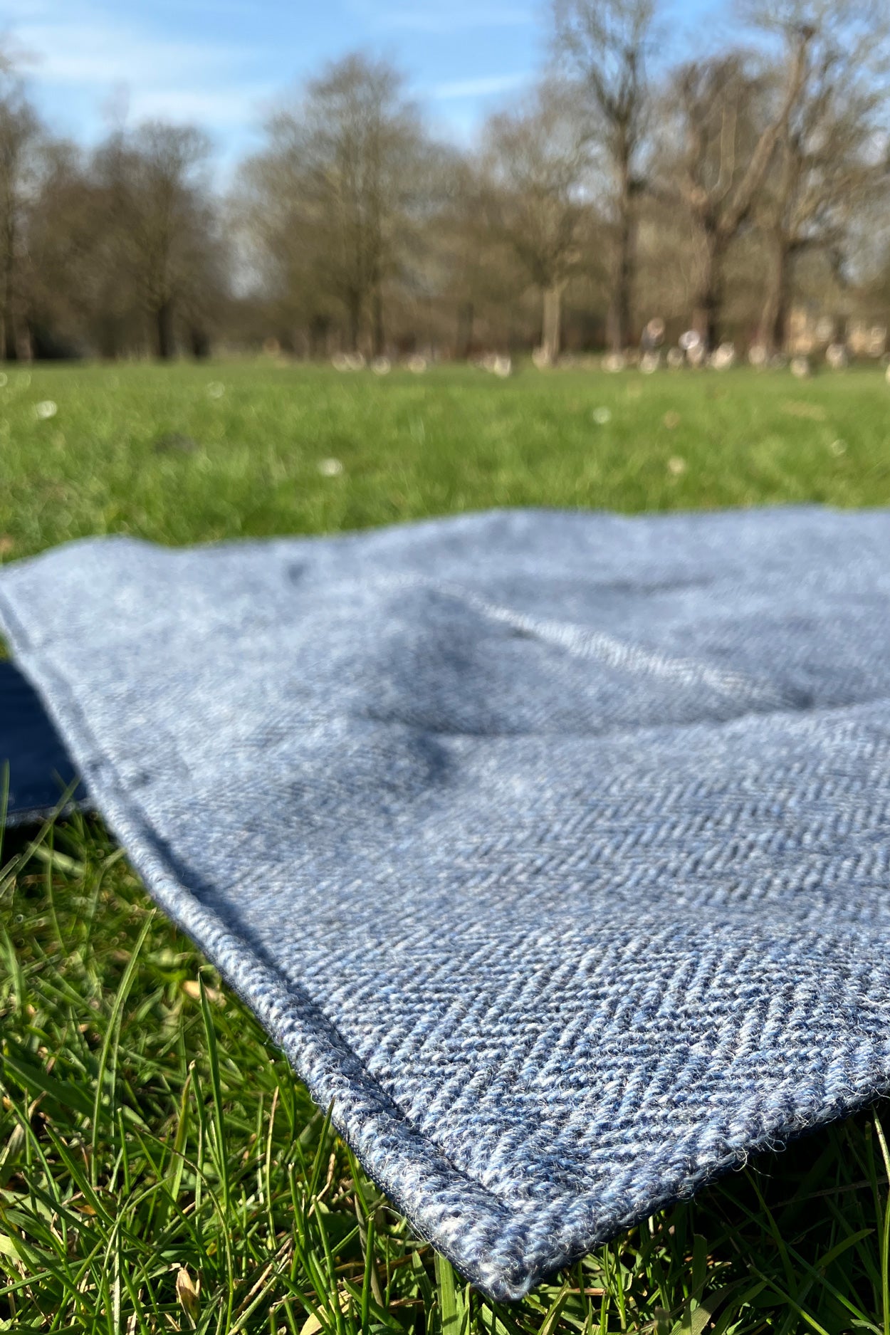 Tweedmill Herringbone Navy Small Picnic Blanket